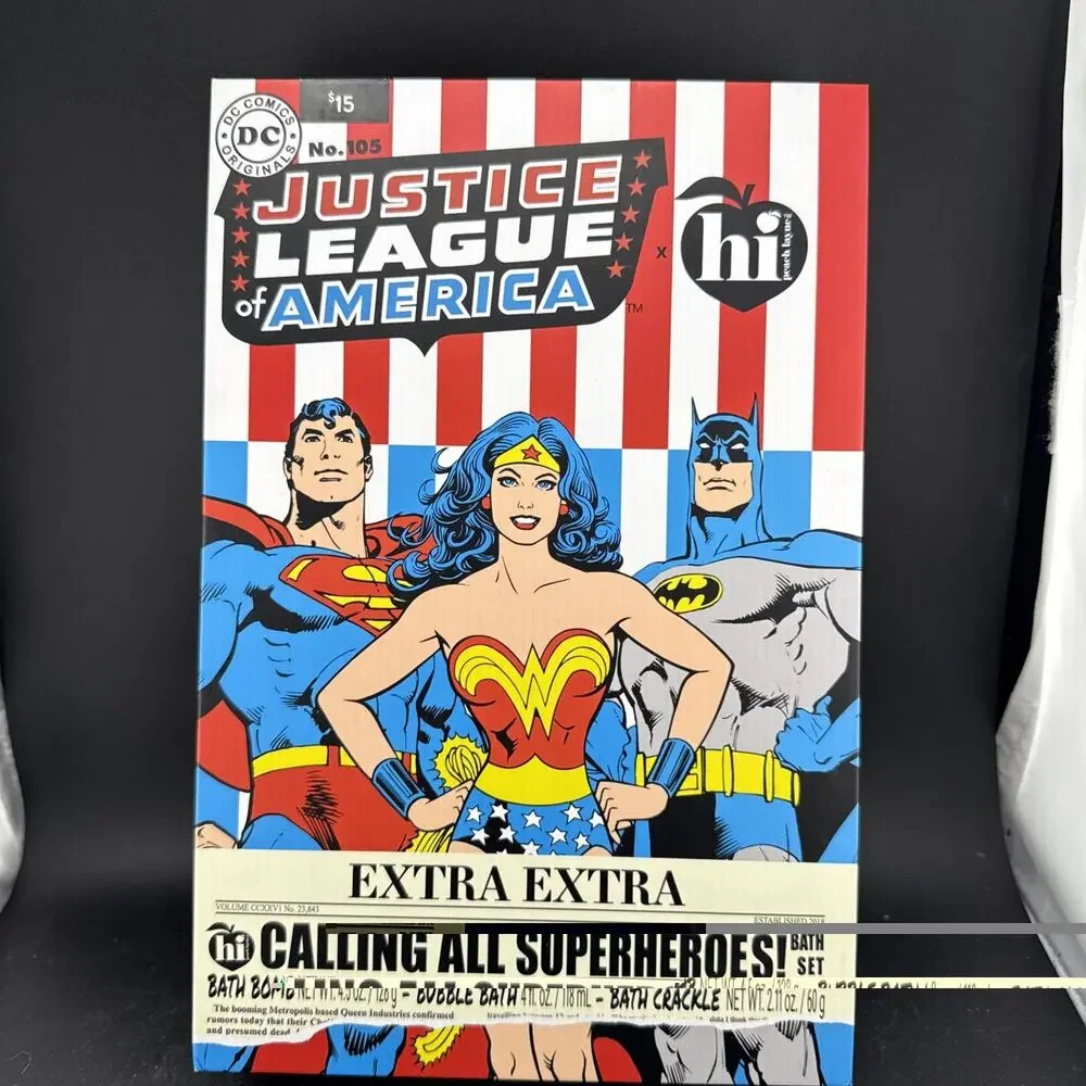 DC Justice League Batman Superman Wonder Woman hi Bath Gift Set Comic Book